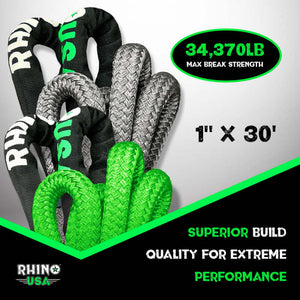 Rhino USA Kinetic Energy Recovery Rope (1In X 30Ft) Gray | KROPE-1X30-GRY