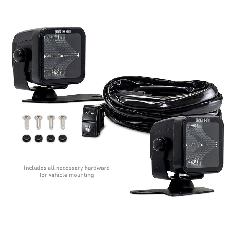 Borne Off-Road Light Pods 2pc Ditch 3x3 Flood for 21+ Ford Bronco | BNLT-BR-21-DT2F