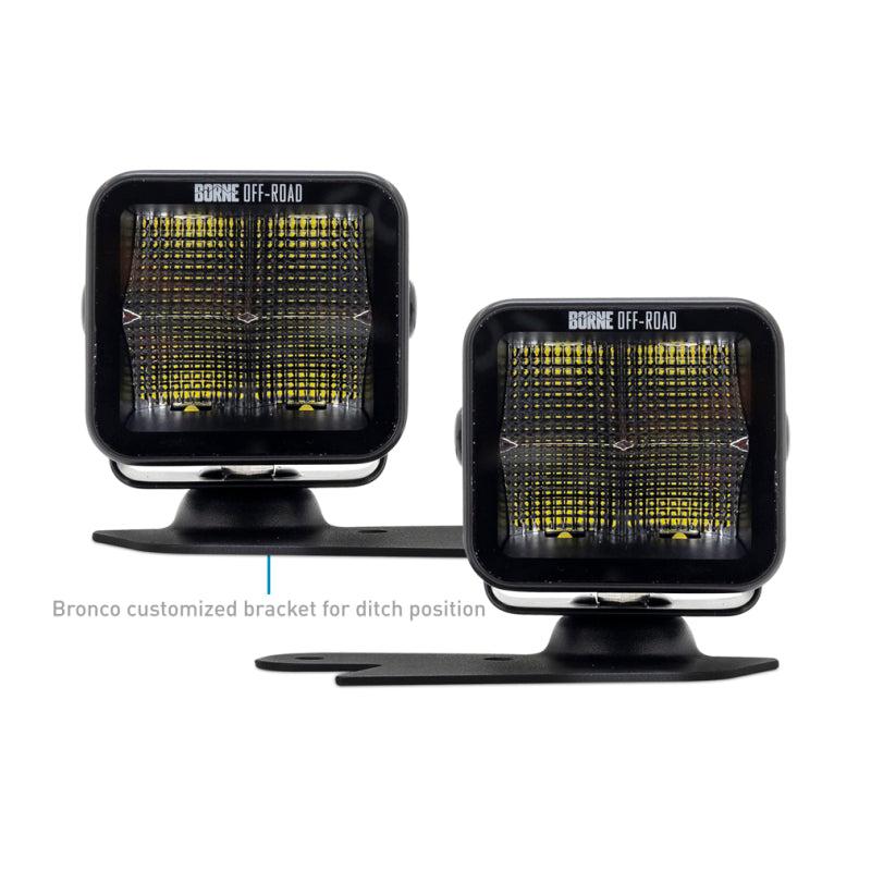 Borne Off-Road Light Pods 2pc Ditch 3x3 Flood Upfit for 21+ Ford Bronco | BNLT-BR-21-DT2FU