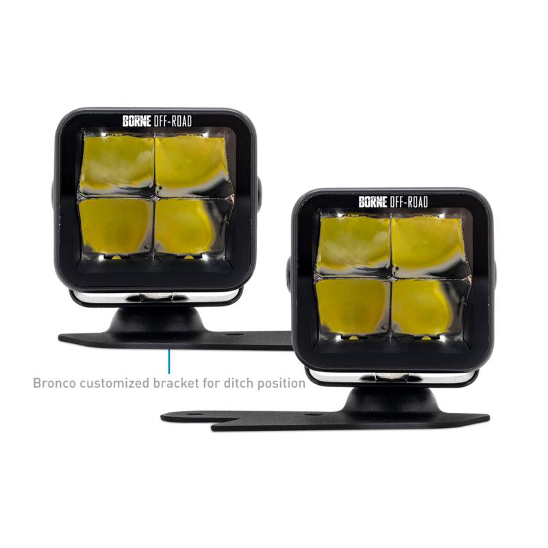 Borne Off-Road Light Pods 2pc Ditch 3x3 Spot for 21+ Ford Bronco | BNLT-BR-21-DT2S
