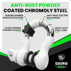 Rhino USA 3/4In D-Ring Shackle Set (2-Pack)(White) | RNO-WHT-SHACKLES