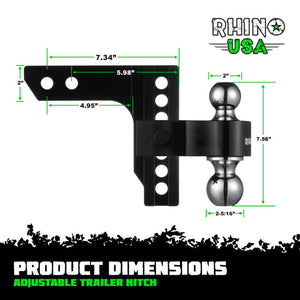 Rhino USA 6In Heavy Duty Drop Hitch - 2In (Black) | RG-HTDROP2-BLK