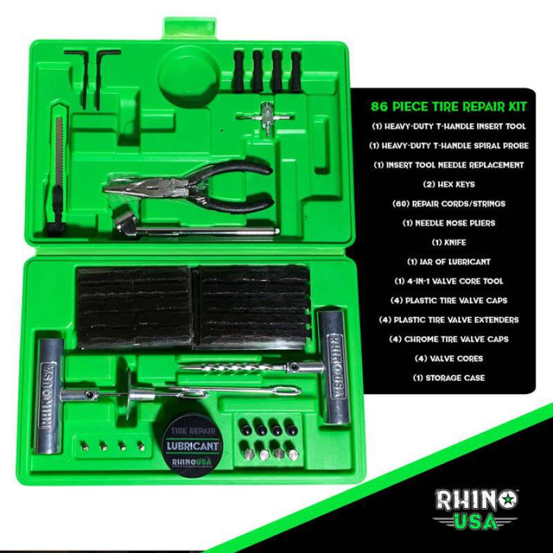 Rhino USA Tire Repair Plug Kit, 86 Pieces | RNO-TIRE-REPAIR-KIT