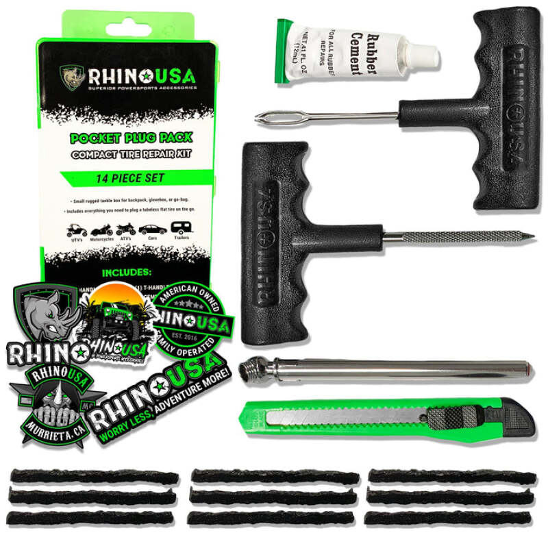Rhino USA 14-Piece Compact Tire Repair Plug Kit | RNO-PLUG-PACK