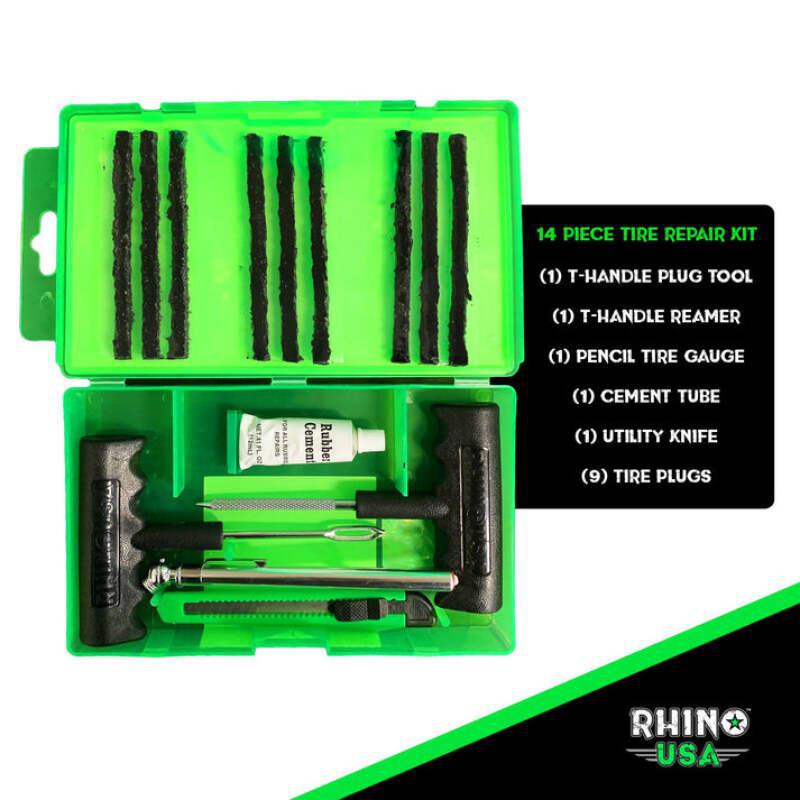 Rhino USA 14-Piece Compact Tire Repair Plug Kit | RNO-PLUG-PACK