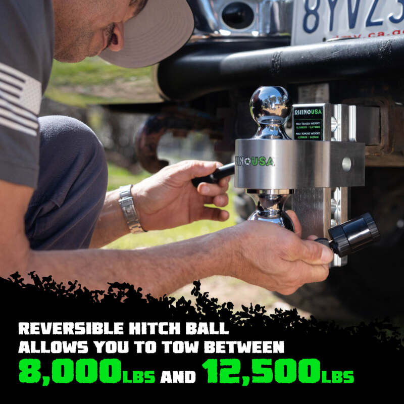 Rhino USA 6In Heavy Duty Drop Hitch - 2In (Silver) | RG-HTDROP2-SVR