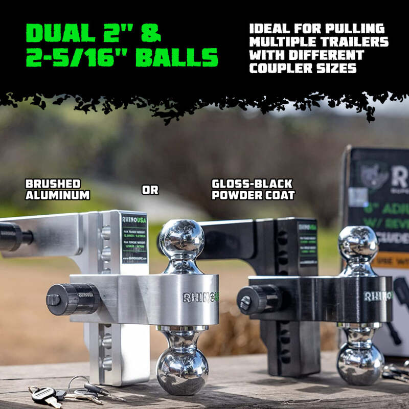 Rhino USA 6In Heavy Duty Drop Hitch - 2In (Silver) | RG-HTDROP2-SVR
