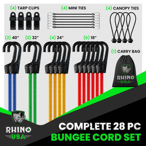 Rhino USA Assorted Bungie Cord Set (28 Piece) | RHINO-28-BNGE