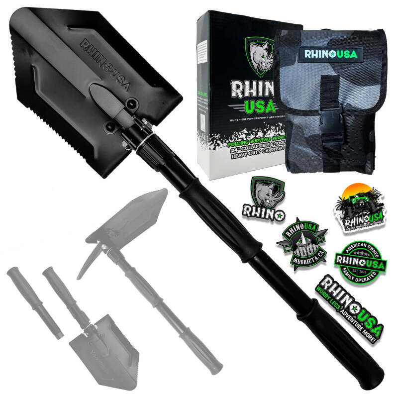 Rhino USA Straight Handle Recovery Shovel W/Pick | RNO-ETOOL-3