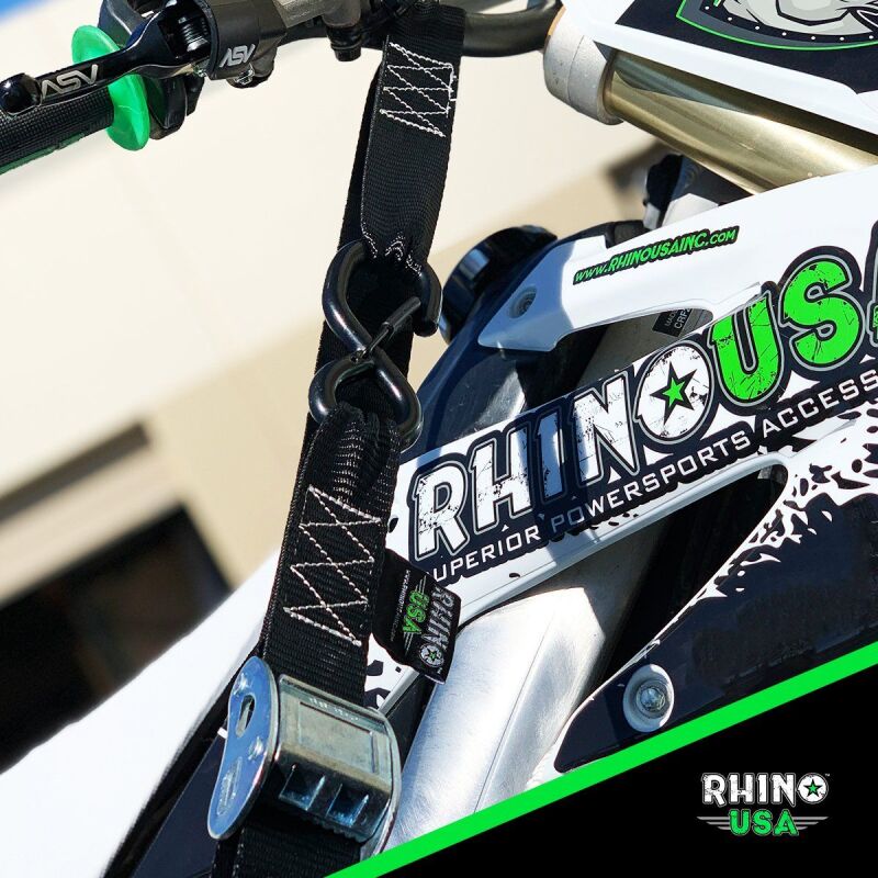 Rhino USA Cambuckle Motorcycle Tiedown Straps 2-Pack (Black) 1.5In X 8Ft | G-CAMSOFT-2PK