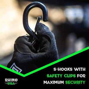 Rhino USA Heavy Duty Ratchet Tie-Downs 2-Pack (Black) 1.6In X 8Ft | GRLA-TDWN-SET