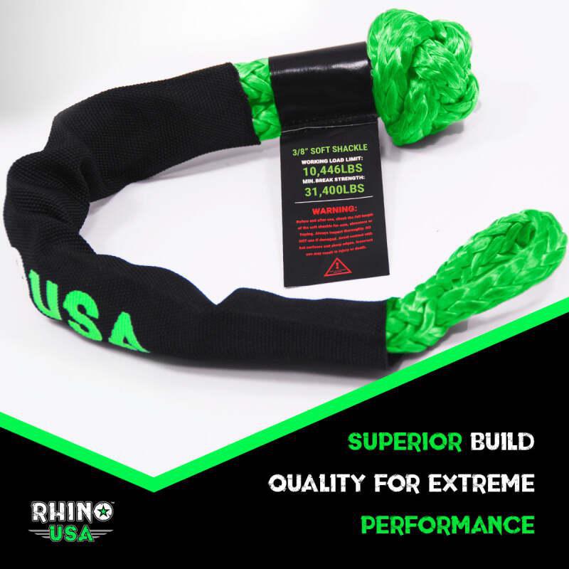 Rhino USA Synthetic Soft Shackle (1Pk 3/8InX22In) (Green) | SFTSHACK38-GRN-1