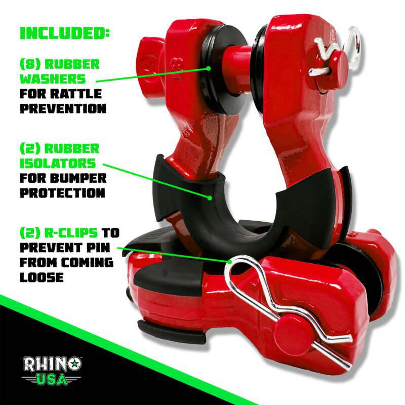 Rhino USA 8T Super Shackle 2-Pack (Red) | SUPERSHACK-RED