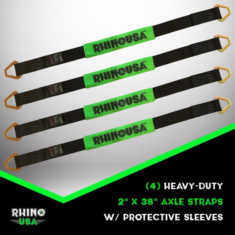 Rhino USA Axle Tie Down Straps (4-Pack) 2In X 38In - Black | RNO-AXLESTRAPS
