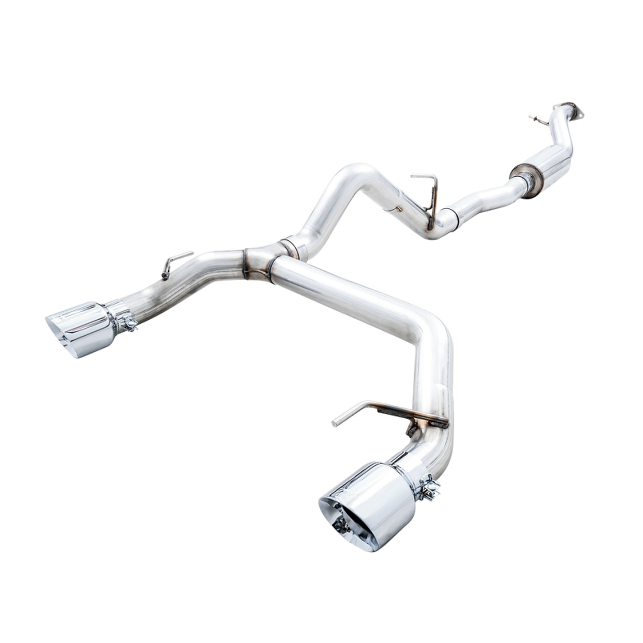 AWE Tuning 2021+ Ford Bronco 0FG Dual Rear Exit Exhaust w/Chrome Silver Tips & Bash Guard