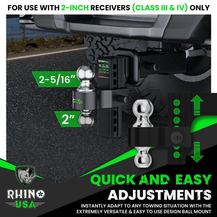 Rhino USA 8In Heavy Duty Drop Hitch - 2In (Black) | RG-HTDROP28-BLK