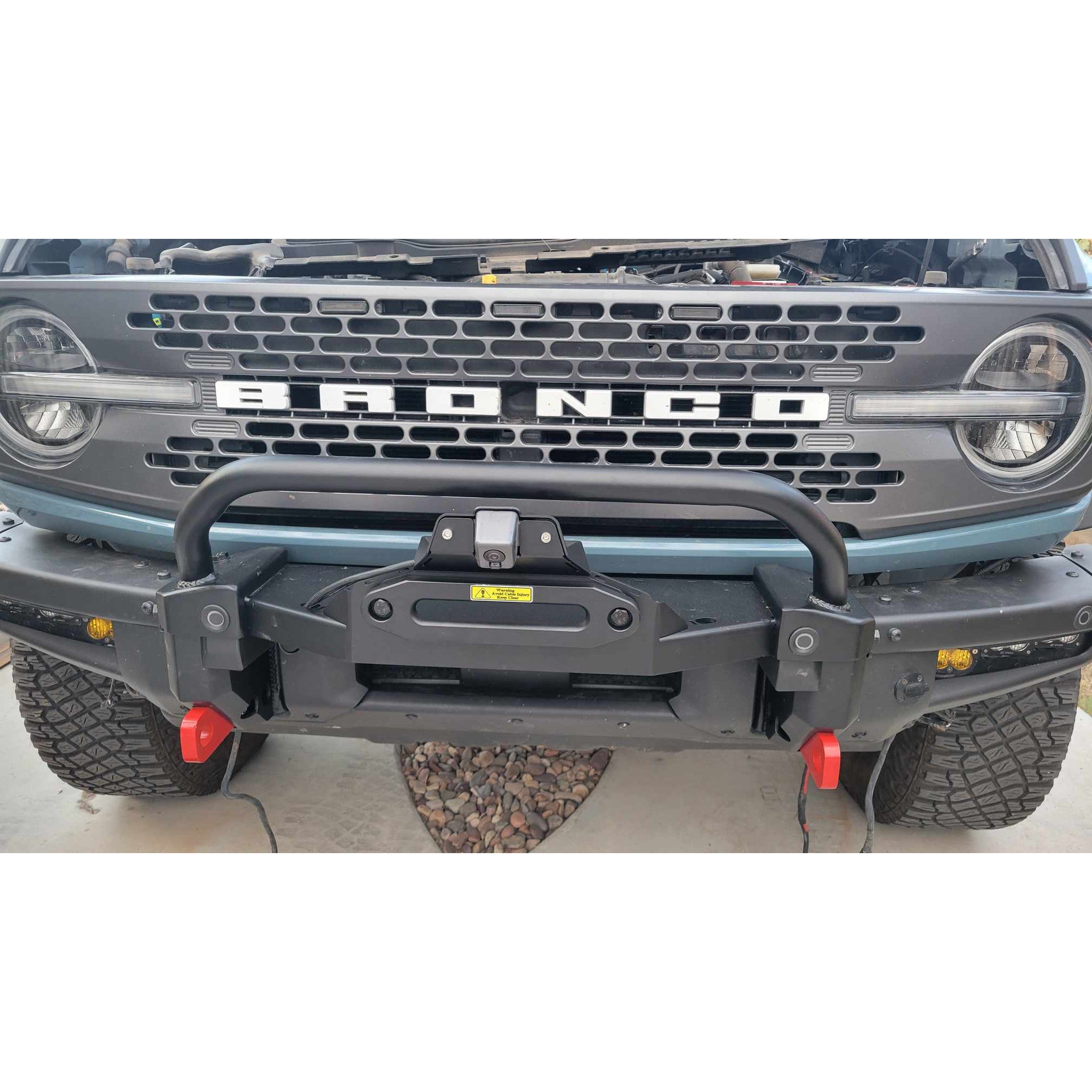 Buckle Up Off-Road Winch Mount with Bull Bar for 2021+ Ford Bronco with Modular or Capable Bumper & Raptor camera & sensor relocation included | bub6gwinchmountbar