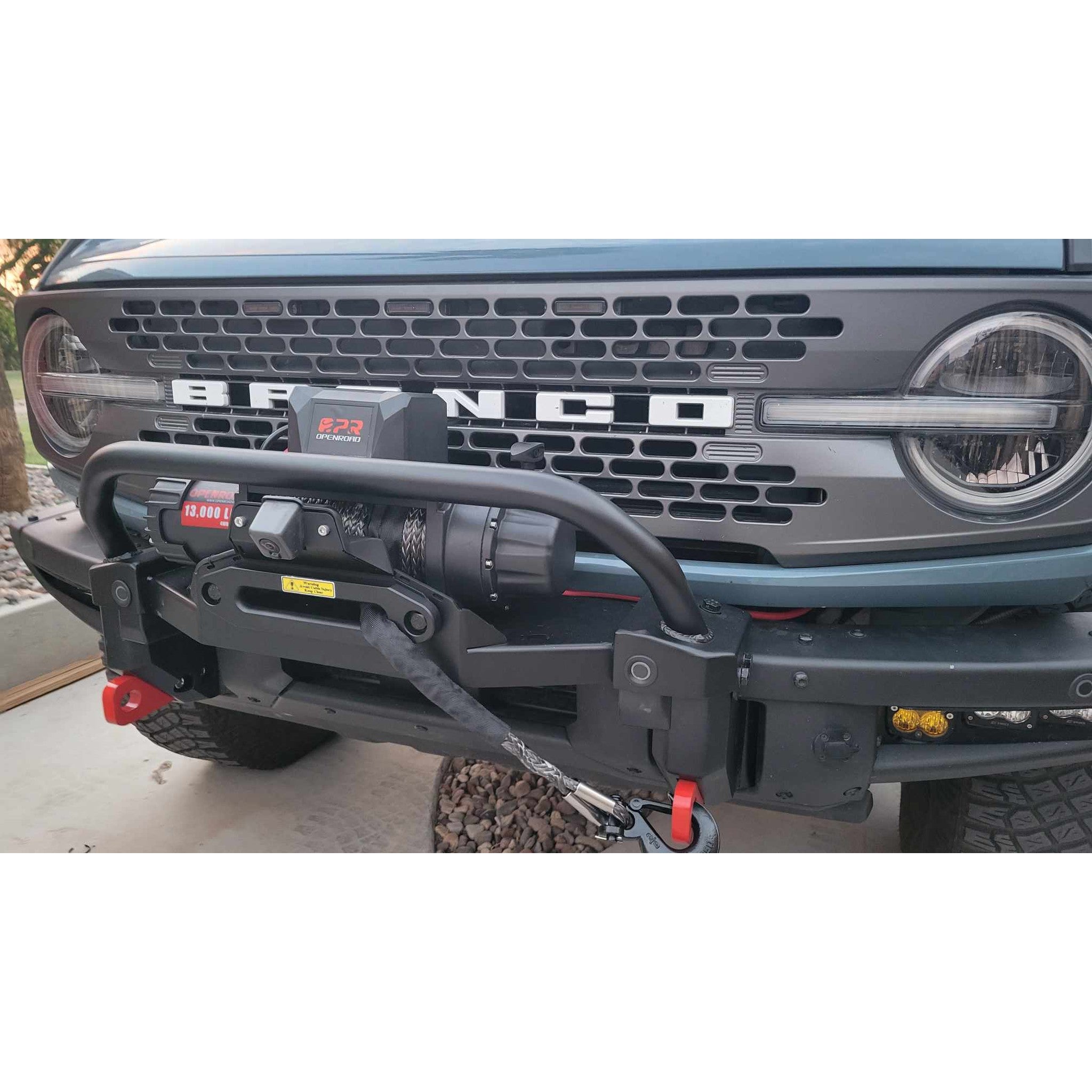 Buckle Up Off-Road Winch Mount with Bull Bar for 2021+ Ford Bronco with Modular or Capable Bumper & Raptor camera & sensor relocation included | bub6gwinchmountbar