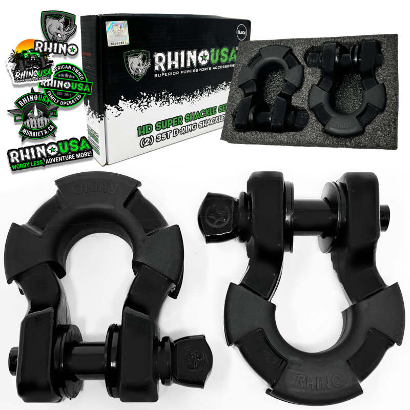 Rhino USA 8T Super Shackle 2-Pack (Matte Black) | SUPERSHACK-MATTE