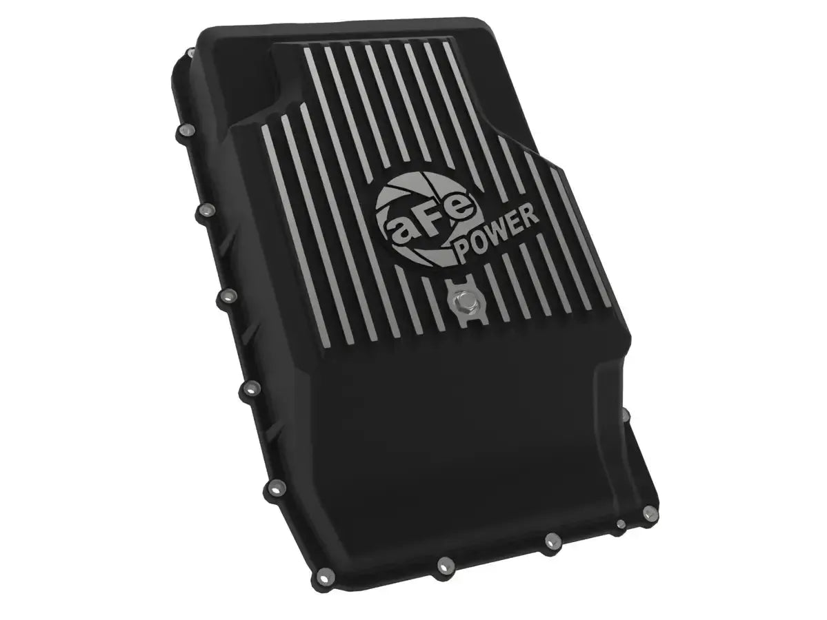 aFe Pro Series Rear Transmission Pan 10R60/10R80 Black w/ Machined Fins - 2021+ Ford Bronco | 46-71330B