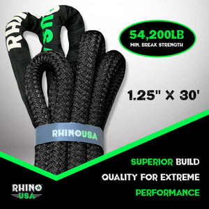 Rhino USA Kinetic Energy Recovery Rope (1.25In X 30Ft) Black | KROPE-1.25X30-BLK