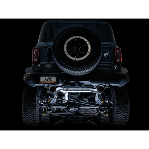 AWE Tuning 2021+ Ford Bronco 0FG Dual Rear Exit Exhaust w/Diamond Black Tips & Bash Guard