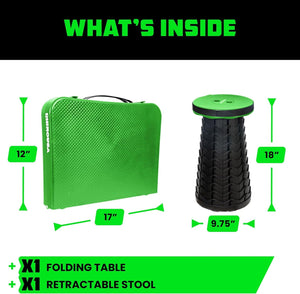 Rhino USA Portable Camping Table And Stool (Green) | CA-FRTABSTL-GRN