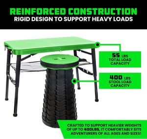 Rhino USA Portable Camping Table And Stool (Green) | CA-FRTABSTL-GRN