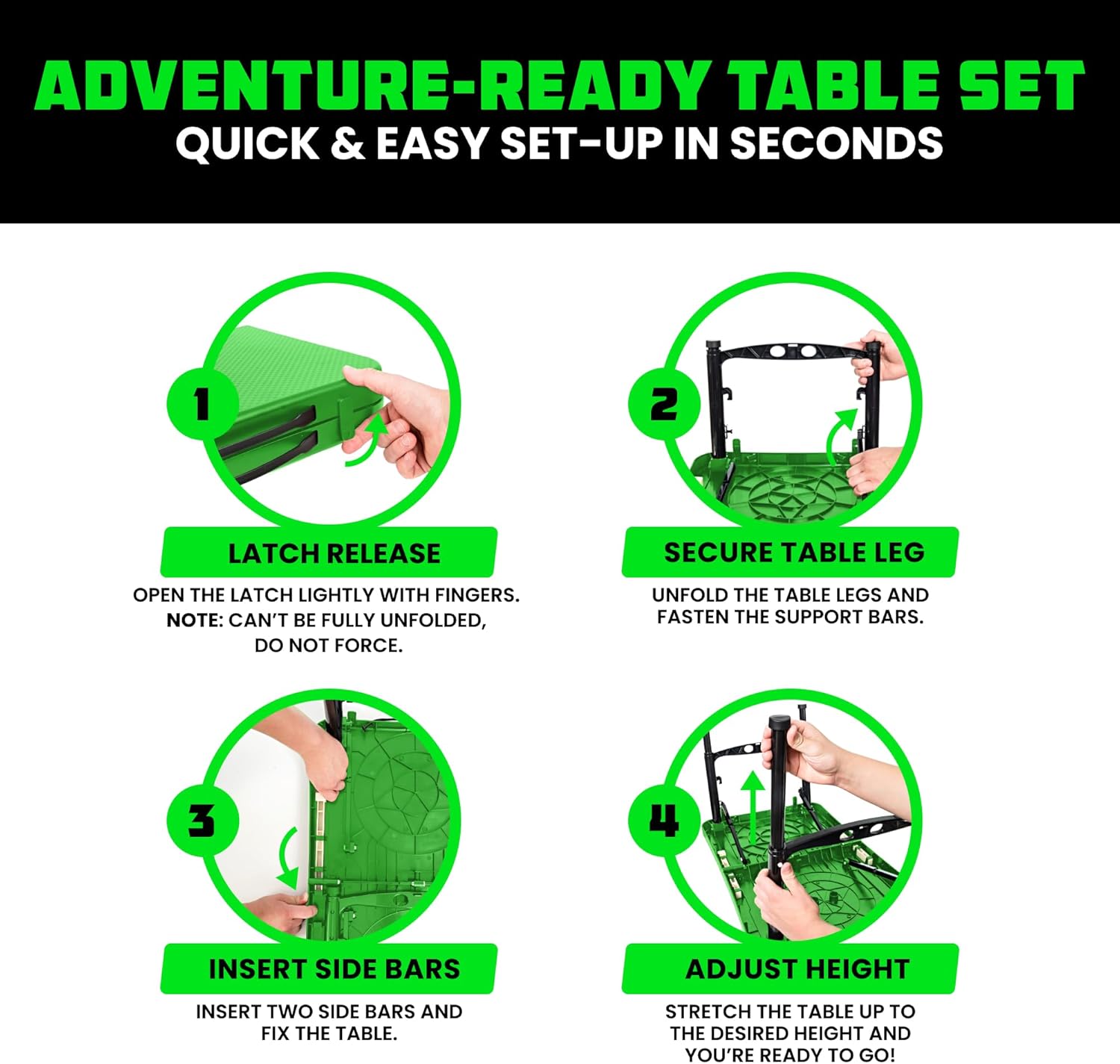 Rhino USA Portable Camping Table And Stool (Green) | CA-FRTABSTL-GRN