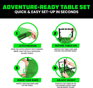 Rhino USA Portable Camping Table And Stool (Green) | CA-FRTABSTL-GRN