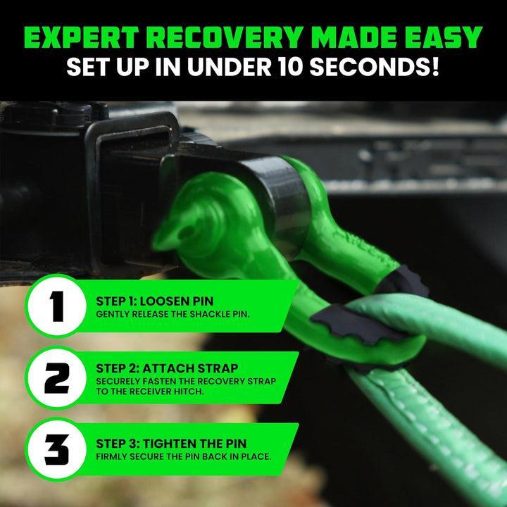 Rhino USA Shackle Hitch Receiver W/ D-Ring (Green) | RG-HTHITCH2-GRN