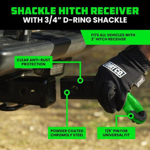 Rhino USA Shackle Hitch Receiver W/ D-Ring (Green) | RG-HTHITCH2-GRN