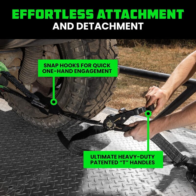 Rhino USA Heavy Duty Vehicle Tie Down Kit (Snap Hook) | TD-VS2INKIT-SNAP