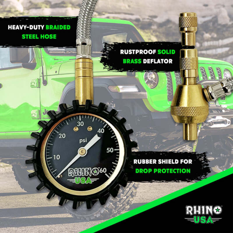 Rhino USA 60Psi Tire Deflator Gauge | DEFLATOR-GAUGE