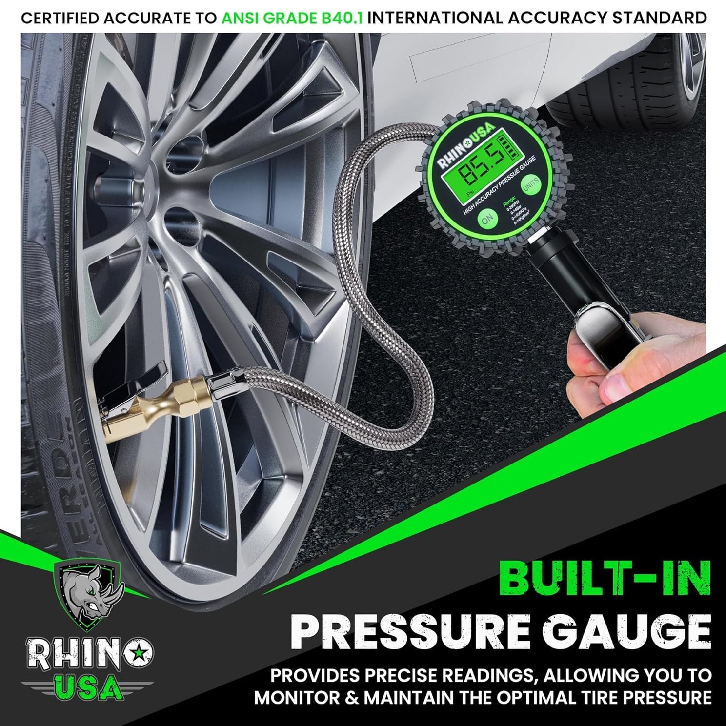 Rhino USA 200 Psi Digital Tire Inflator Gauge | RGAUGE-0200