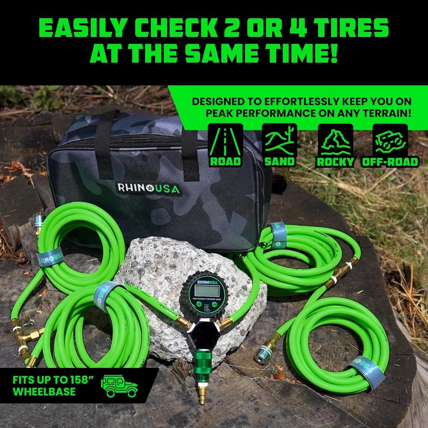 Rhino USA Multi-Tire Inflation Kit (4-Wheel)(Green) | AC-TI4W-GRN
