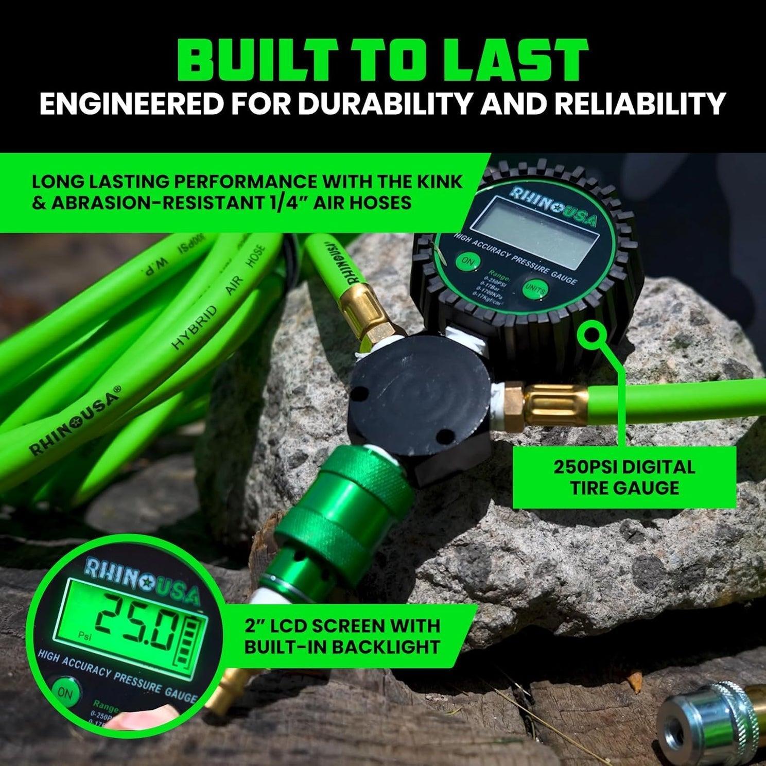 Rhino USA Multi-Tire Inflation Kit (4-Wheel)(Green) | AC-TI4W-GRN