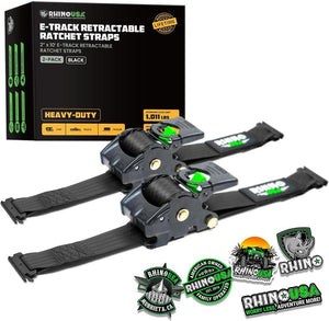 Rhino USA Retractable Ratchet Straps (2Pk 2Inx10Ft) (Black) | TD-RSRE2X10-BLK-R