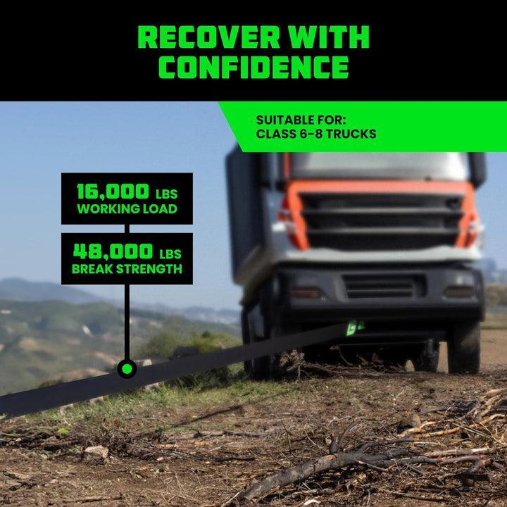 Rhino USA Ultimate Recovery Tow Strap 6In X 30Ft - Black | RG-TS6X30-BLK