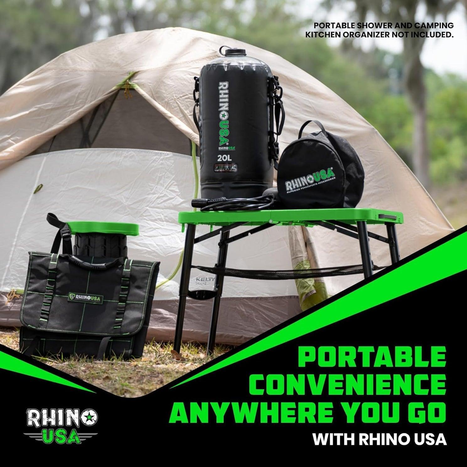 Rhino USA Portable Camping Table And Stool (Green) | CA-FRTABSTL-GRN
