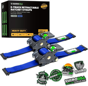 Rhino USA Retractable Ratchet Straps (2Pk 2Inx10Ft) (Blue) | TD-RSRE2X10-BLU-R