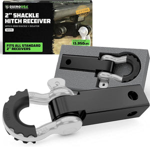 Rhino USA Shackle Hitch Receiver W/ D-Ring (White) | RG-HTHITCH2-WHT
