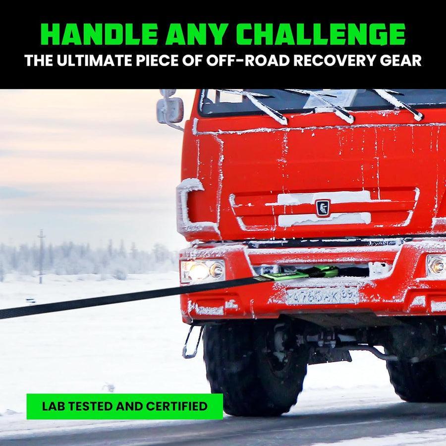 Rhino USA Ultimate Recovery Tow Strap 6In X 30Ft - Black | RG-TS6X30-BLK