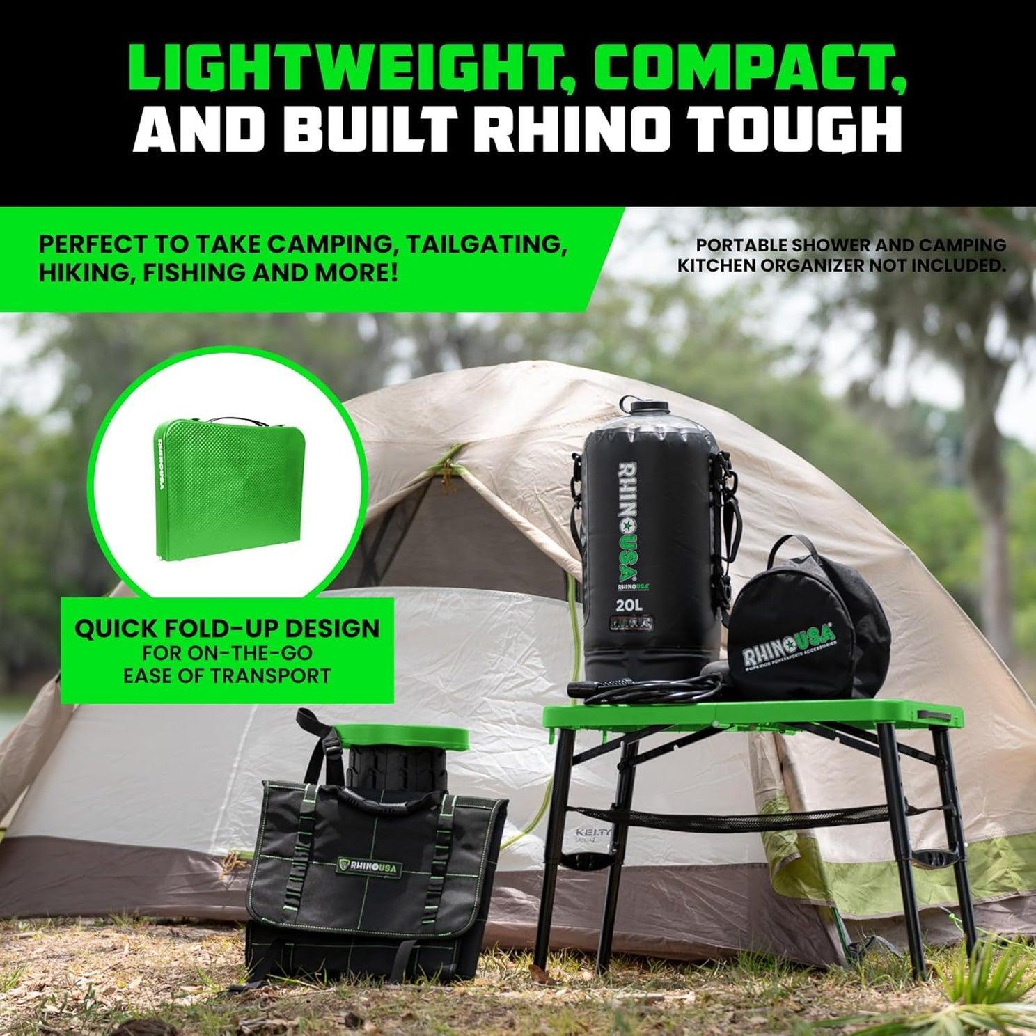 Rhino USA Portable Camping Table And Stool (Green) | CA-FRTABSTL-GRN