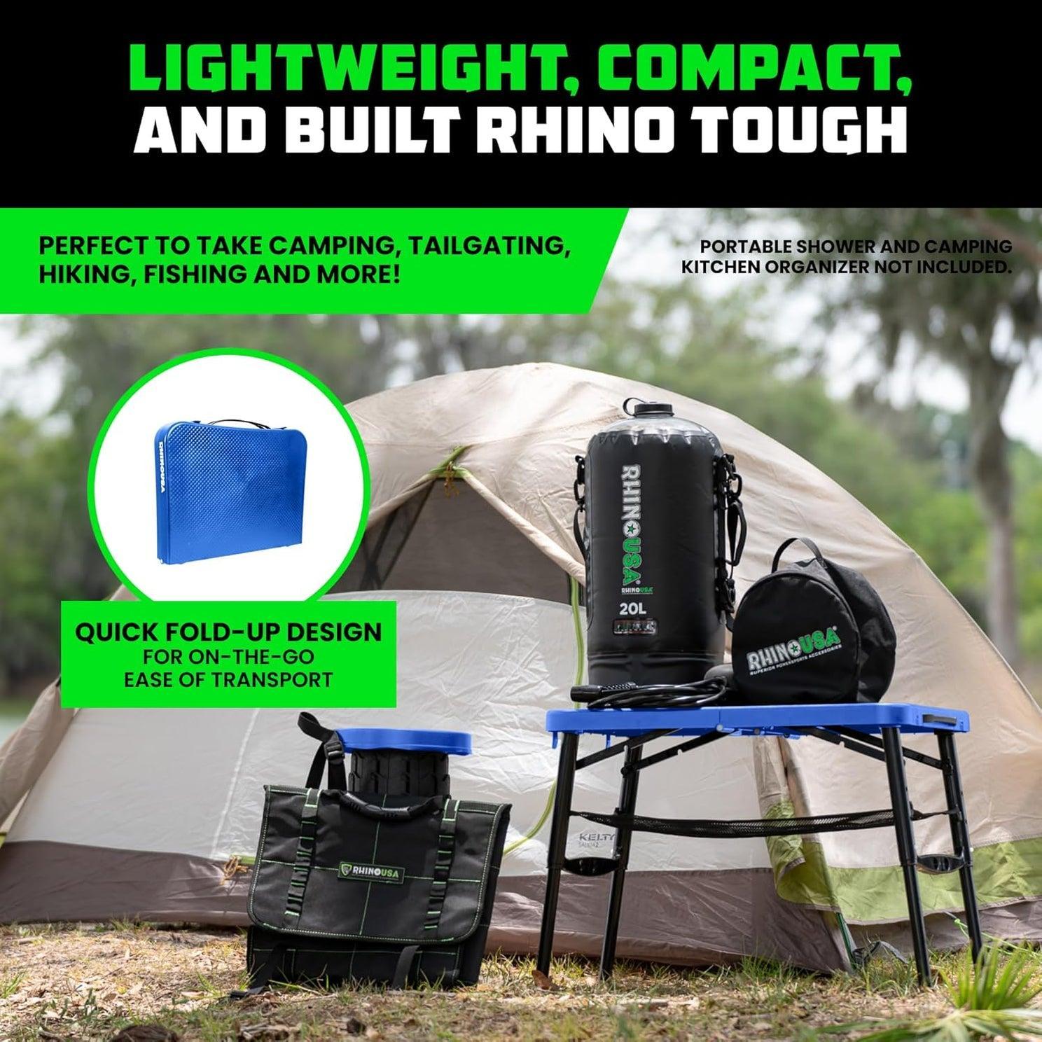 Rhino USA Portable Camping Table And Stool (Blue) | CA-FRTABSTL-BLU