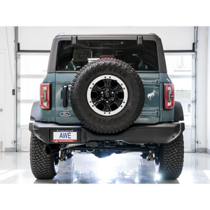 AWE Tuning 2021+ Ford Bronco 0FG Single Rear Exit Exhaust w/Diamond Black Tip & Bash Guard