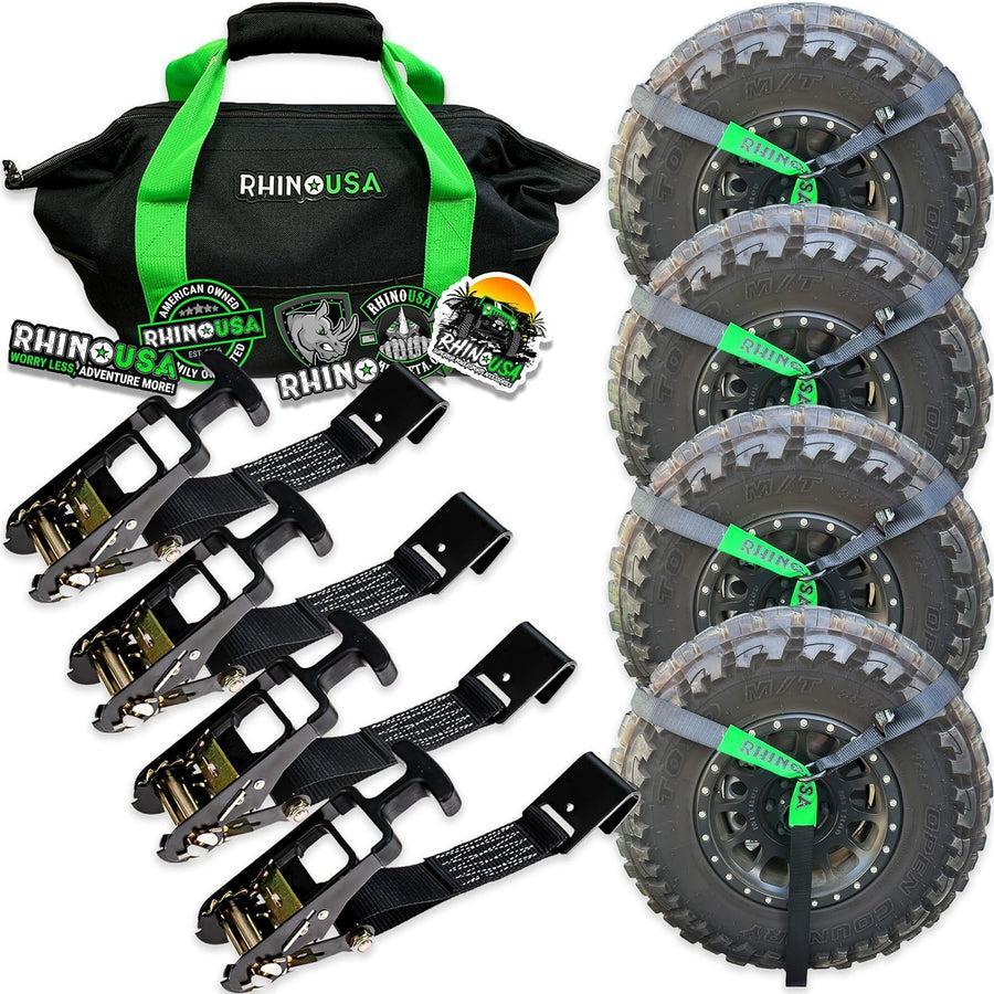 Rhino USA Lasso Straps; Basket Straps - Black - Flat Hook | TD-VSLASSO-BLK-FLAT
