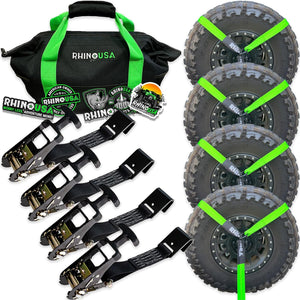 Rhino USA Lasso Straps; Basket Straps - Green - Flat Hook | TD-VSLASSO-GRN-FLAT