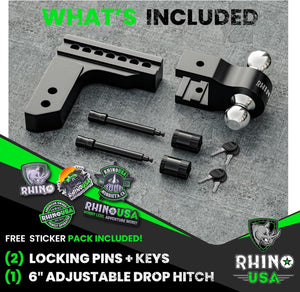 Rhino USA 6In Heavy Duty Drop Hitch - 2.5In (Black) | RG-HTDROP2.56-BLK