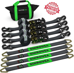 Rhino USA Heavy Duty Vehicle Tie Down Kit - Black | 2IN-HDKIT